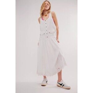 Free People Mayner Midi Dress Crochet Lace Trim Crisscross Beach S New 278680